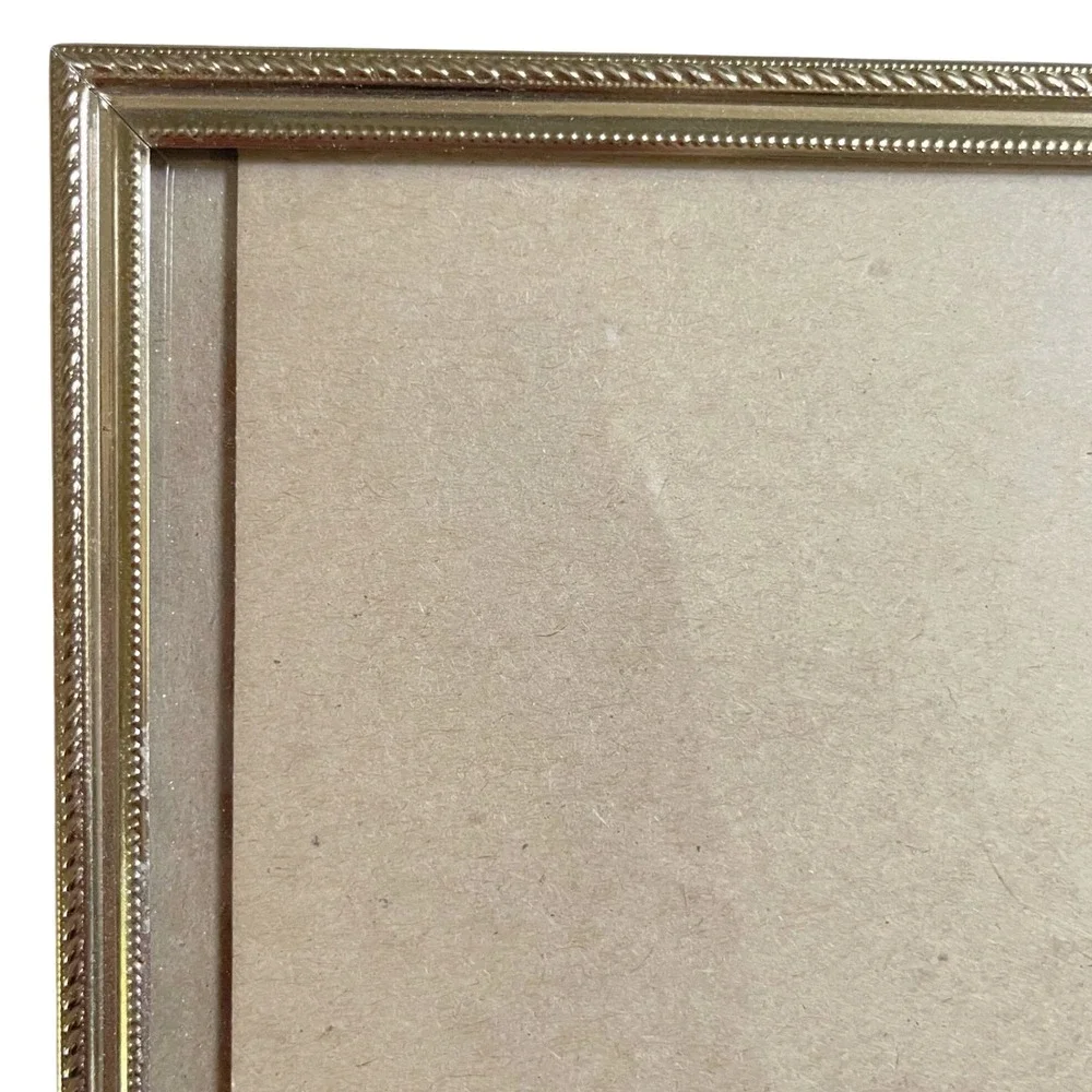 Picture photo easel 5x7 FRAME Vtg Brass Filigree Floral gold Granny Boho hang